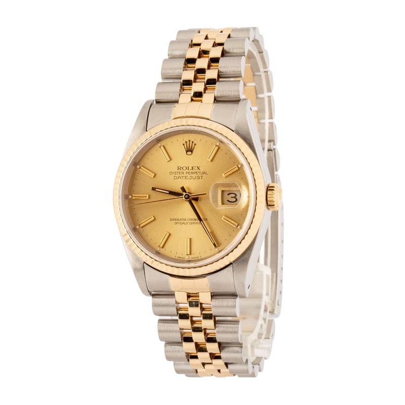 Rolex Datejust Ref 16233 Champagne Index Dial