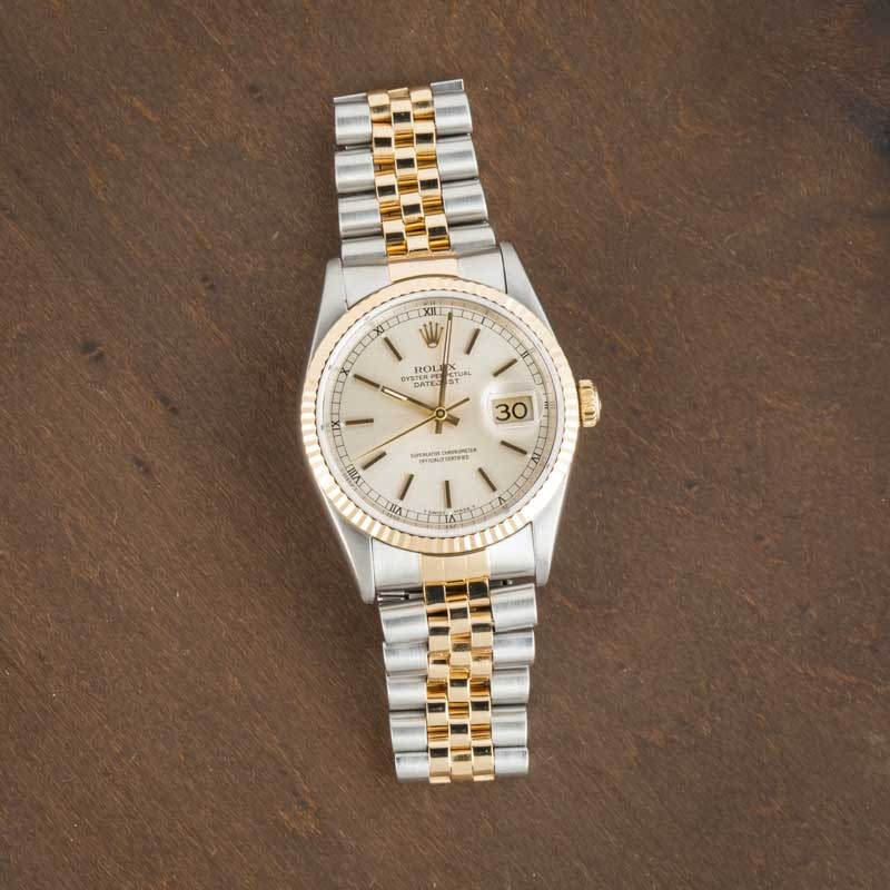 二 1988 Rolex Datejust 36 Two-Tone Anniversary Factory Diamond Silver