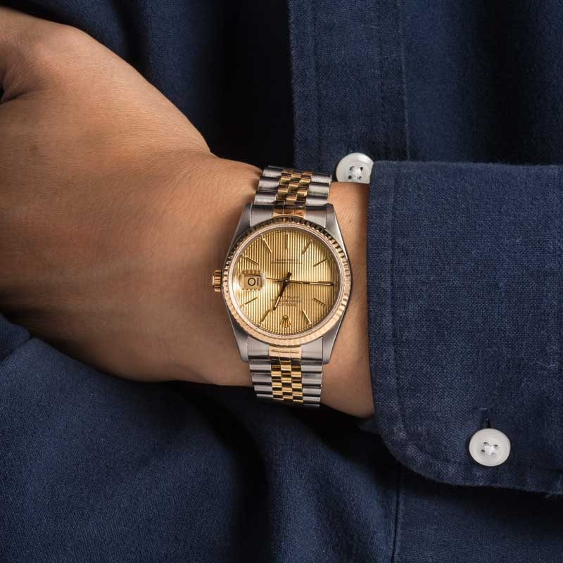 Rolex Datejust 36 Ref 16233 Champagne Tapestry Dial