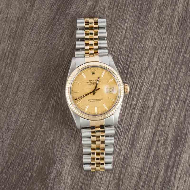 Rolex Datejust 36 Ref 16013 Champagne Linen Dial
