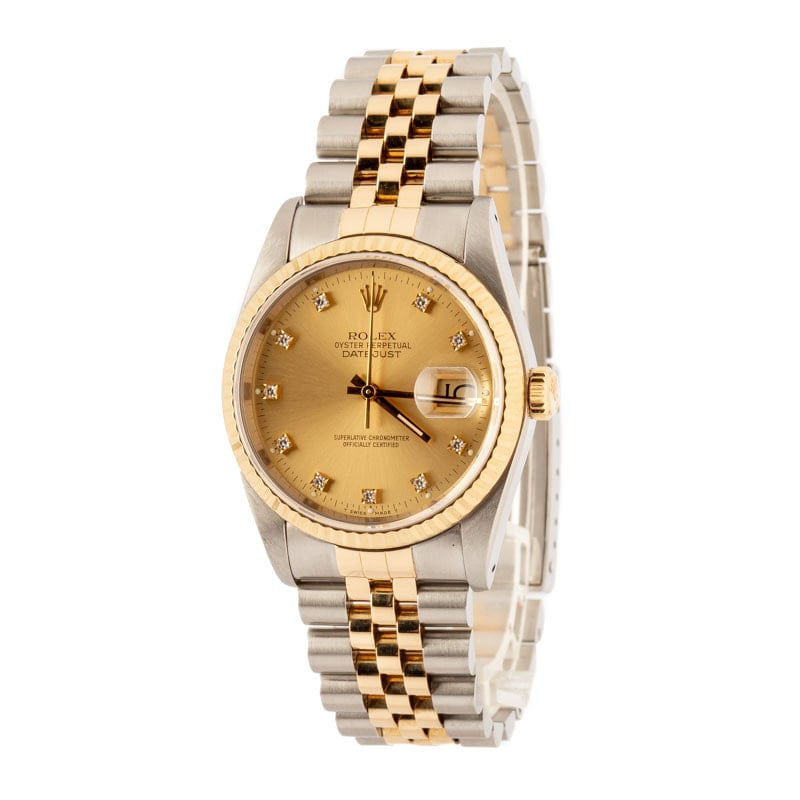 Rolex Datejust 36 16233 Champagne Diamond Dial