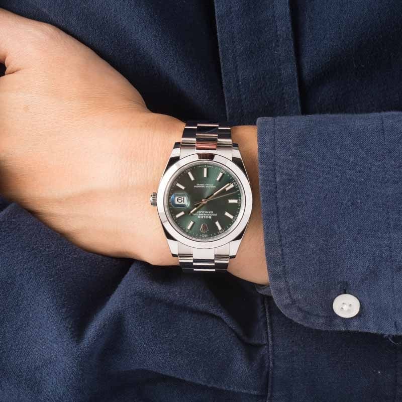 Pre-owned Rolex Datejust 41 Ref 126300 Green Dial