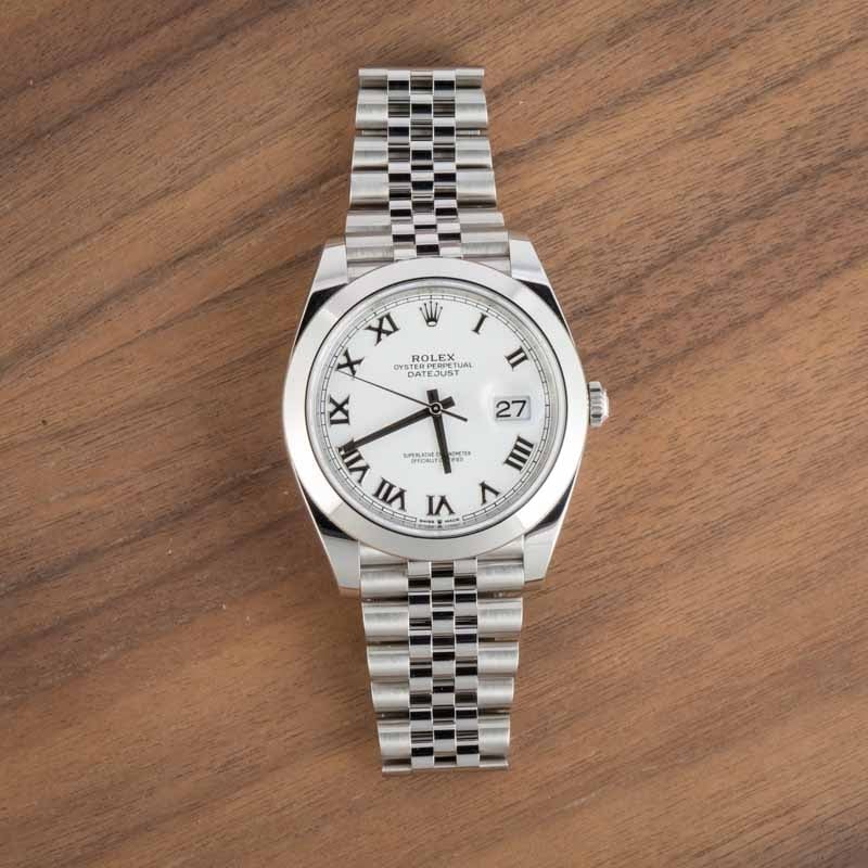 Rolex Datejust 41 Ref 126300 White Roman Dial