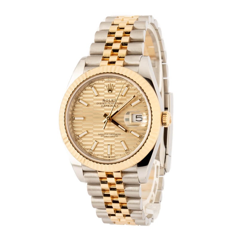 Rolex Datejust 41 Ref 126333 Fluted Motif Champagne Dial
