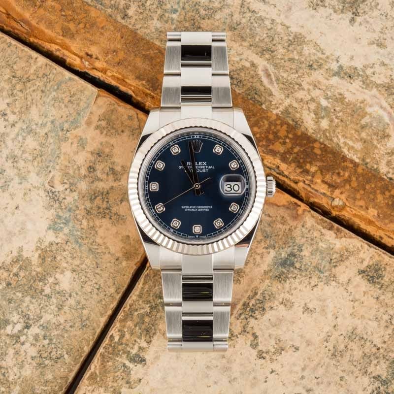 Mens Rolex Datejust 41 Ref 126334 Blue Diamond Dial