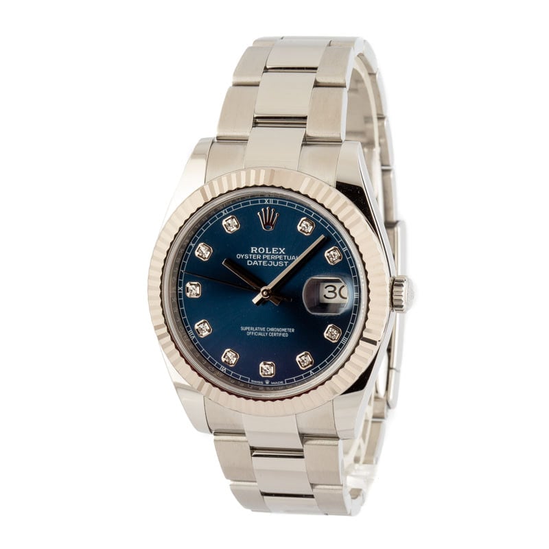 Mens Rolex Datejust 41 Ref 126334 Blue Diamond Dial