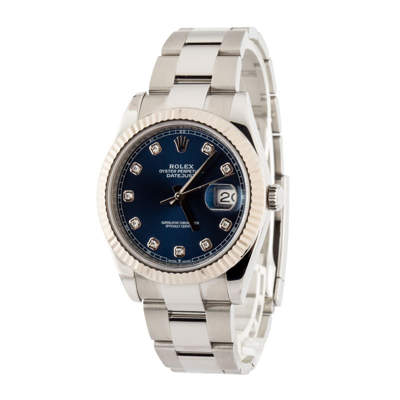 Mens Rolex Datejust 41 Ref 126334 Blue Diamond Dial