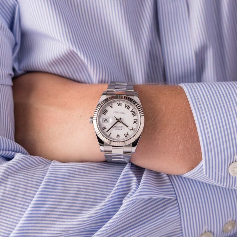 Pre-Owned Rolex 126334 Datejust 41 White Roman Dial