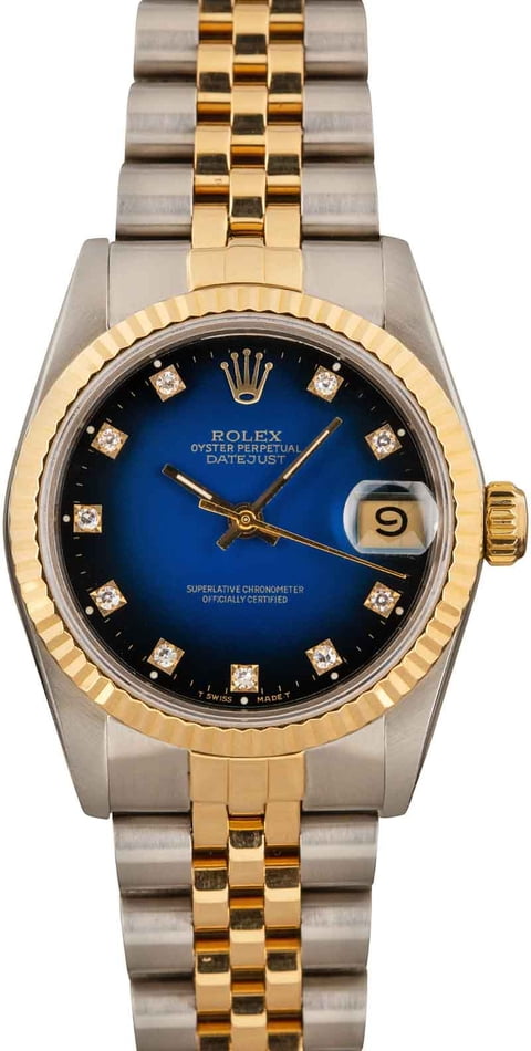 Ladies Rolex Datejust 68273 Blue Vignette Diamond Dial