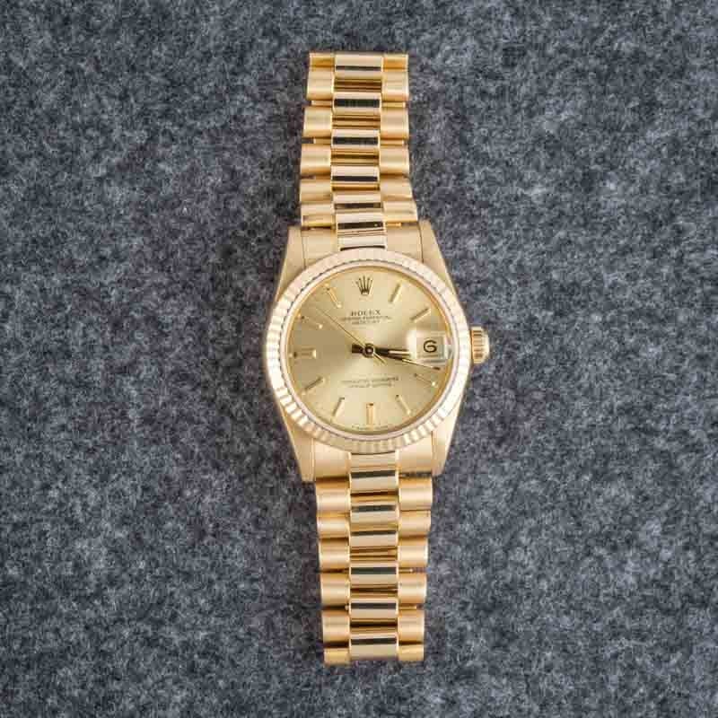Rolex Datejust 31 Champagne Dial 68278 18k Yellow Gold