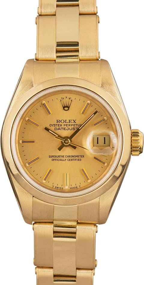 Ladies Rolex Datejust 69168 18k Yellow Gold