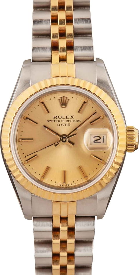 Image of Ladies Pre-Owned Rolex Date 69173 Steel & Gold