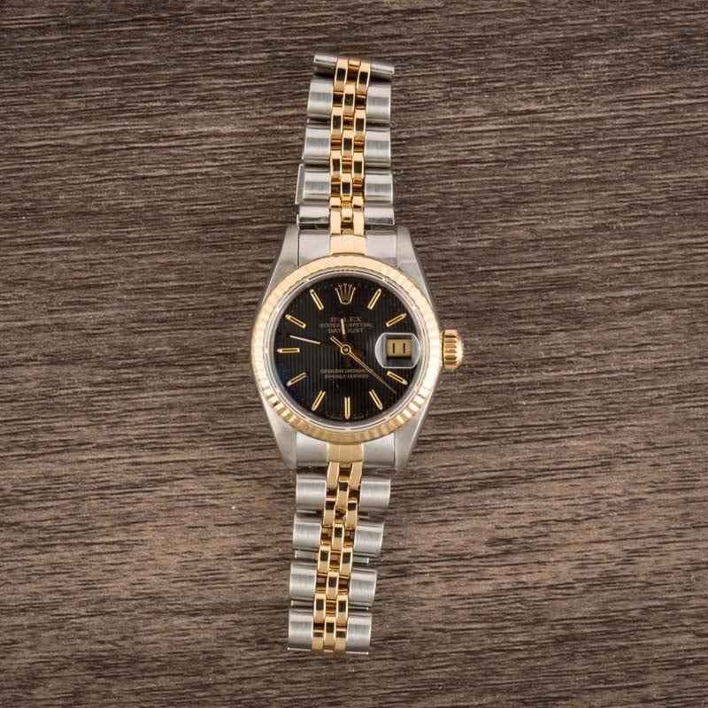 Pre Owned Rolex Datejust 69173 Black Tapestry Dial