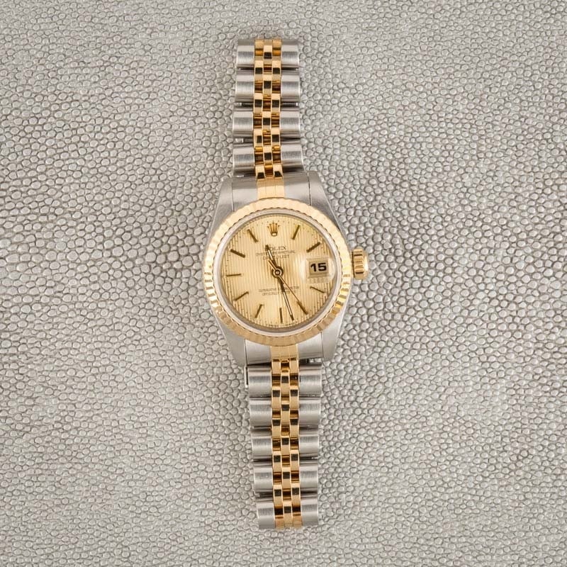 Lady Rolex Datejust 69173 Champagne Tapestry Dial