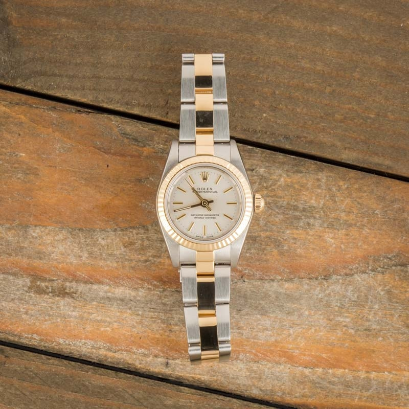 Used Ladies Rolex Oyster Perpetual 76193 Silver Dial