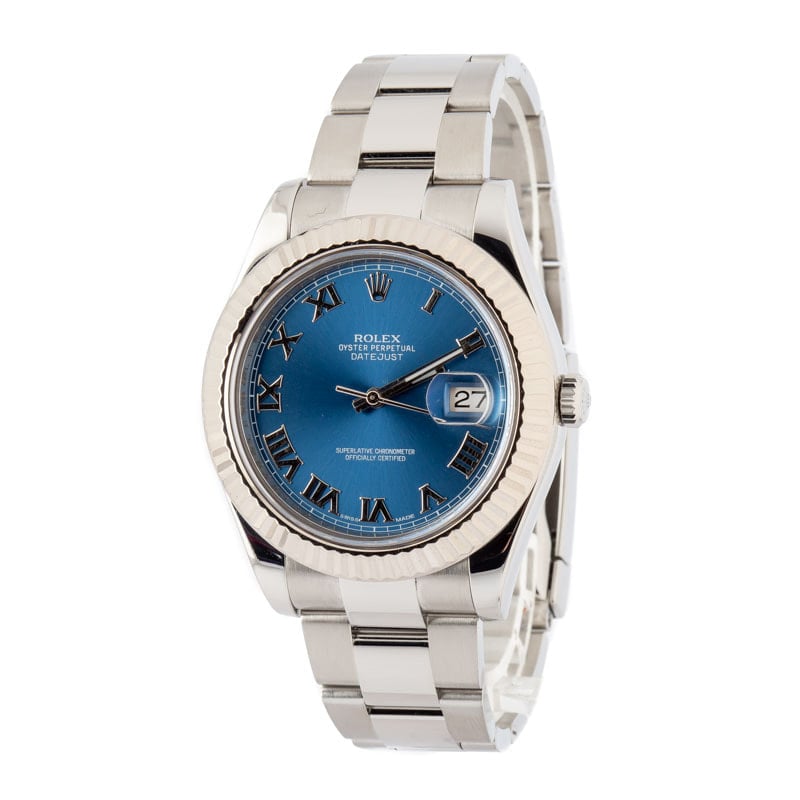 Used Rolex Datejust II Ref 116334 Blue Roman Dial