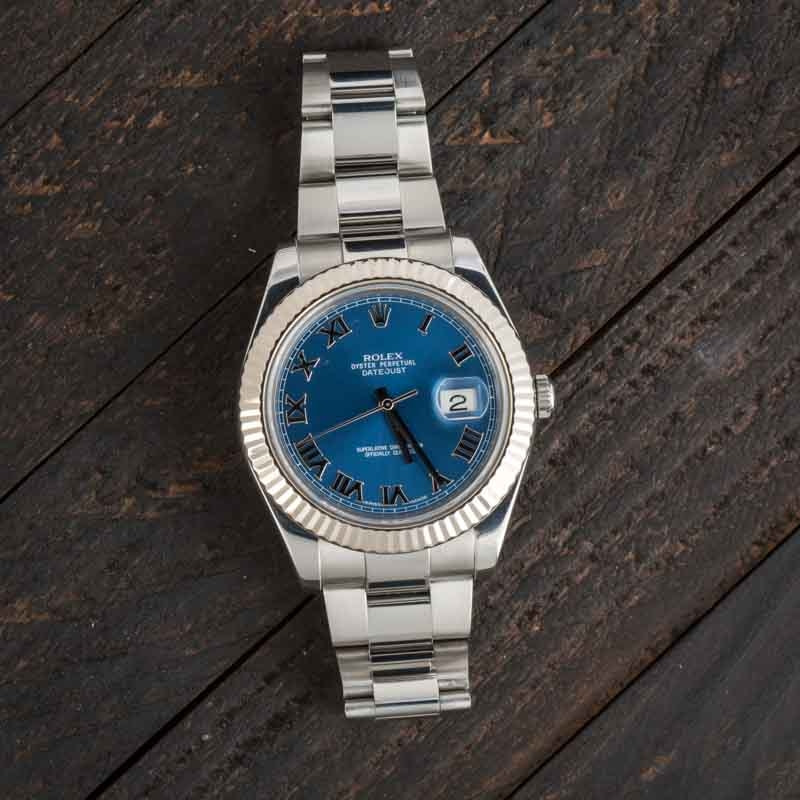 Pre-owned Rolex Datejust II Ref 116334 Blue Roman Dial