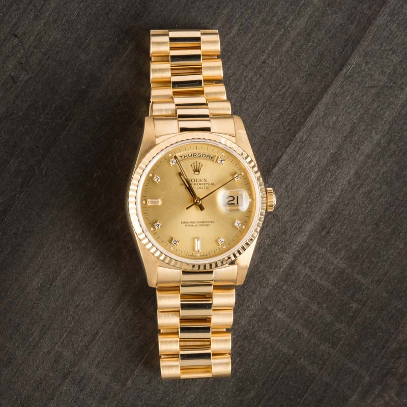Rolex President Gold Day-Date 18238 Diamond Dial