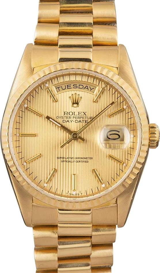 Image of Rolex President 18238 Champagne Tapestry Dial