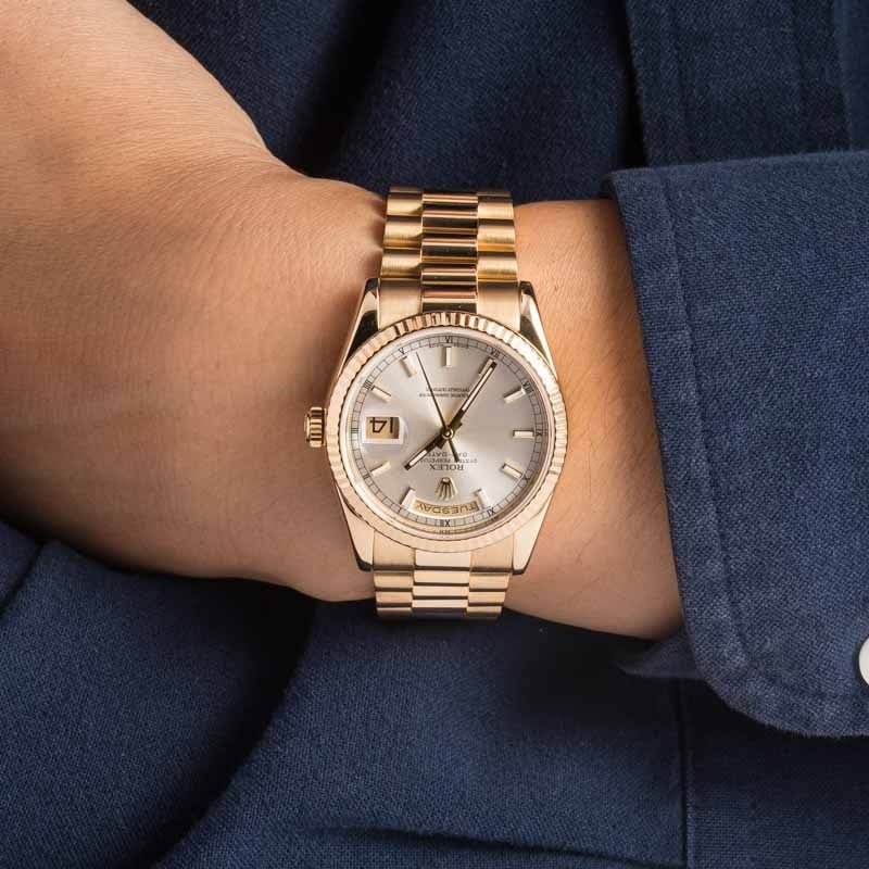 Pre-owned Rolex Day-Date ref 118238 Silver Dial