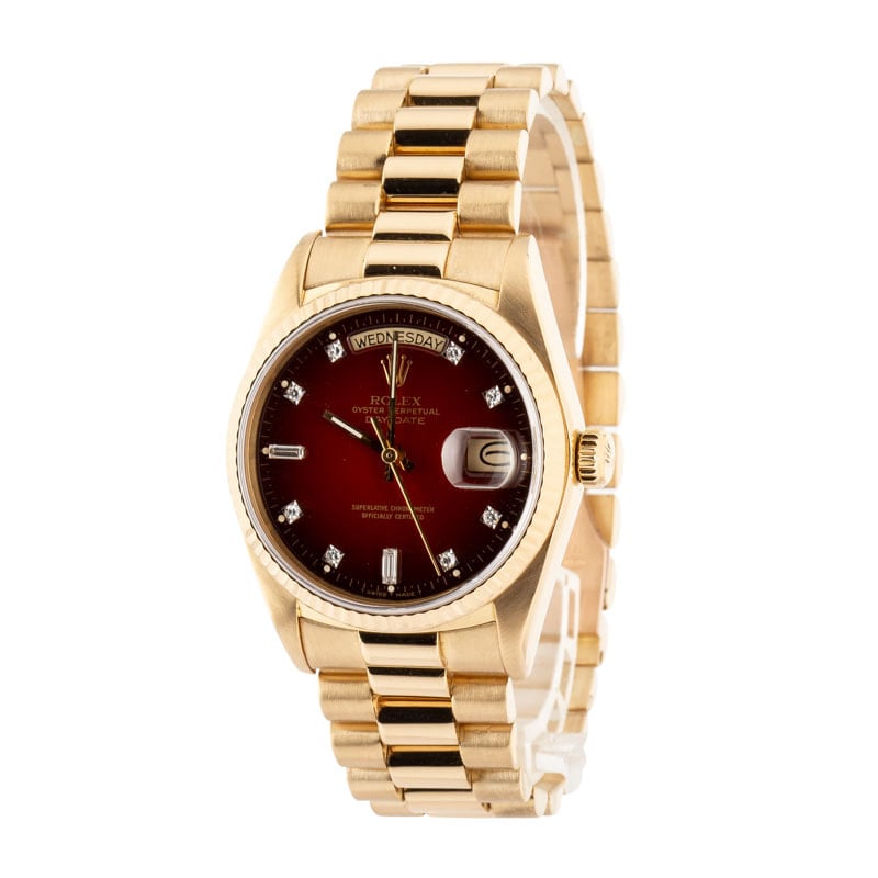 Rolex Day-Date 18038 Red Vignette Diamond Dial