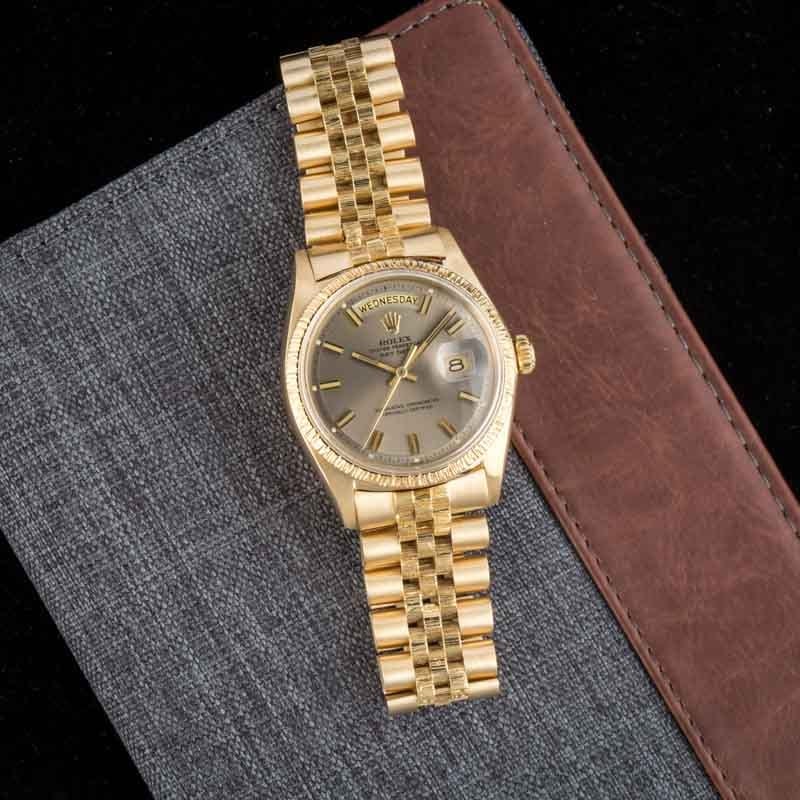 Rolex Day-Date 36 Slate Dial 1807 Barked Finish