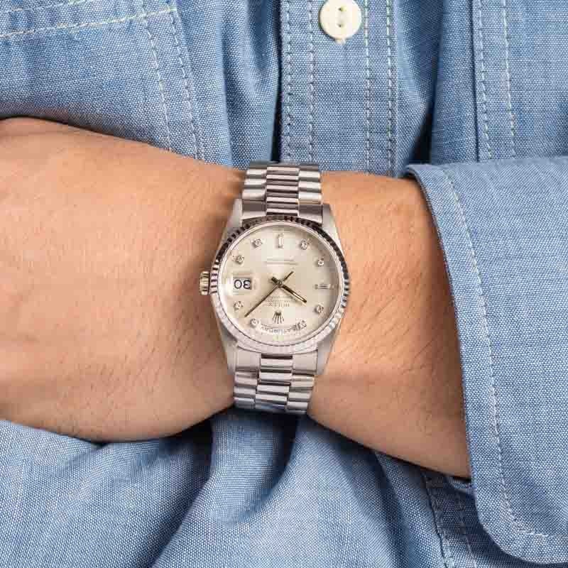 Rolex Day-Date 18239 Silver Diamond Dial