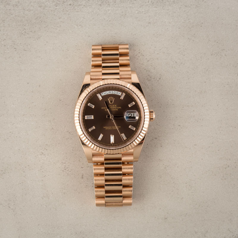 Pre-Owned Rolex Day-Date 40 Ref 228235 18k Everose Gold