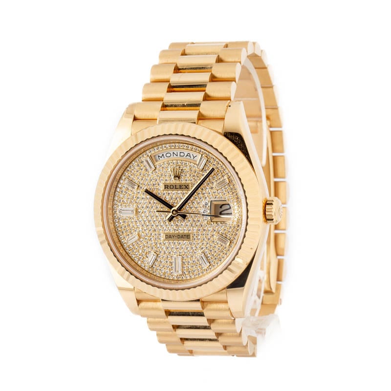 Rolex Day-Date 40 Yellow Gold 228238 Diamond Paved Dial