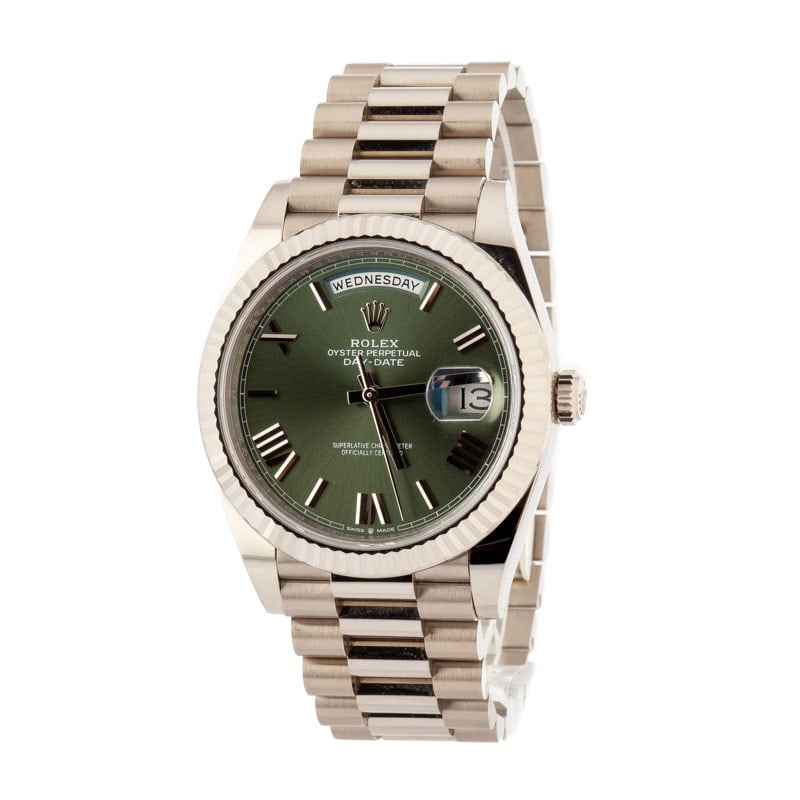 Rolex Day-Date 40 Ref 228239 Olive Green Roman Dial