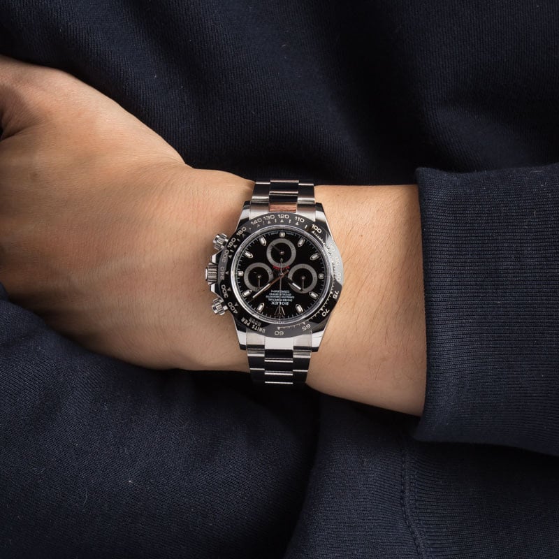 トップス ANDMARY Dada ribbon tops black Rolex Cosmograph Daytona 116515LN Black Two-Piece Strap with