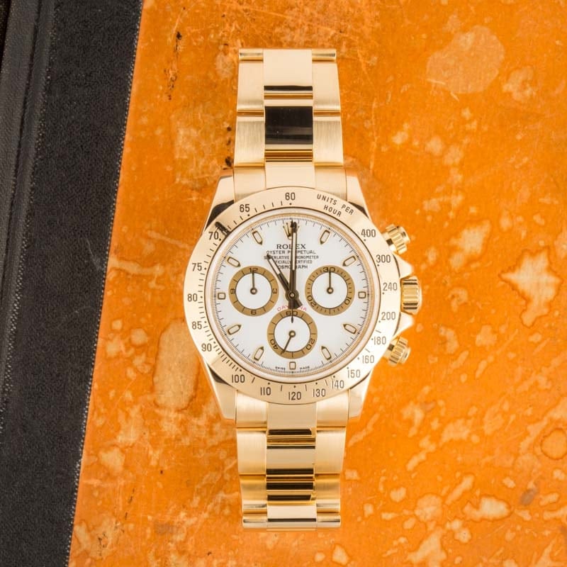 Rolex Daytona 116528 White Dial Yellow Gold Oyster