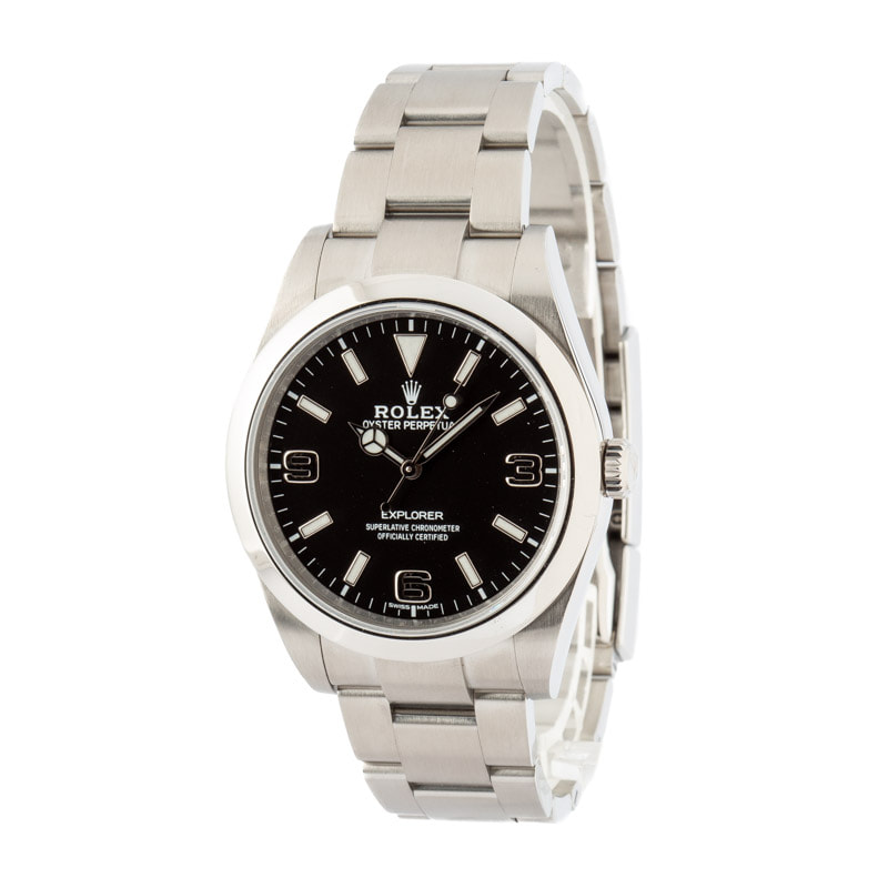 Rolex Explorer Oyster Perpetual Black Dial Steel Men s Watch