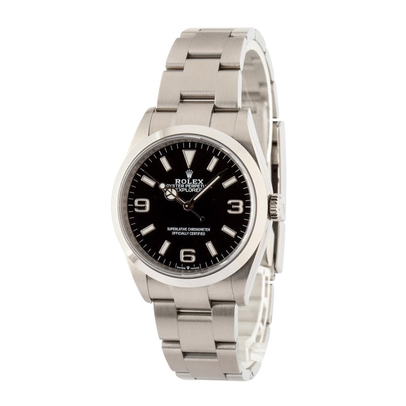 Pre-Owned Rolex Explorer 124270 Black Arabic Dial