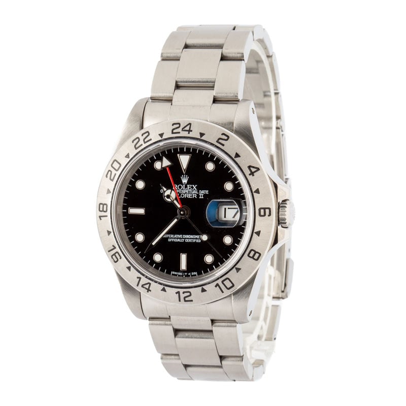 Pre-owned Rolex Explorer II Ref 16570 Black Dial