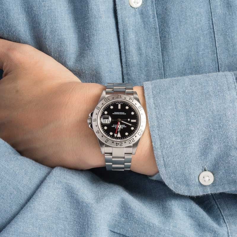 Pre-owned Rolex Explorer II Ref 16570 Black Dial