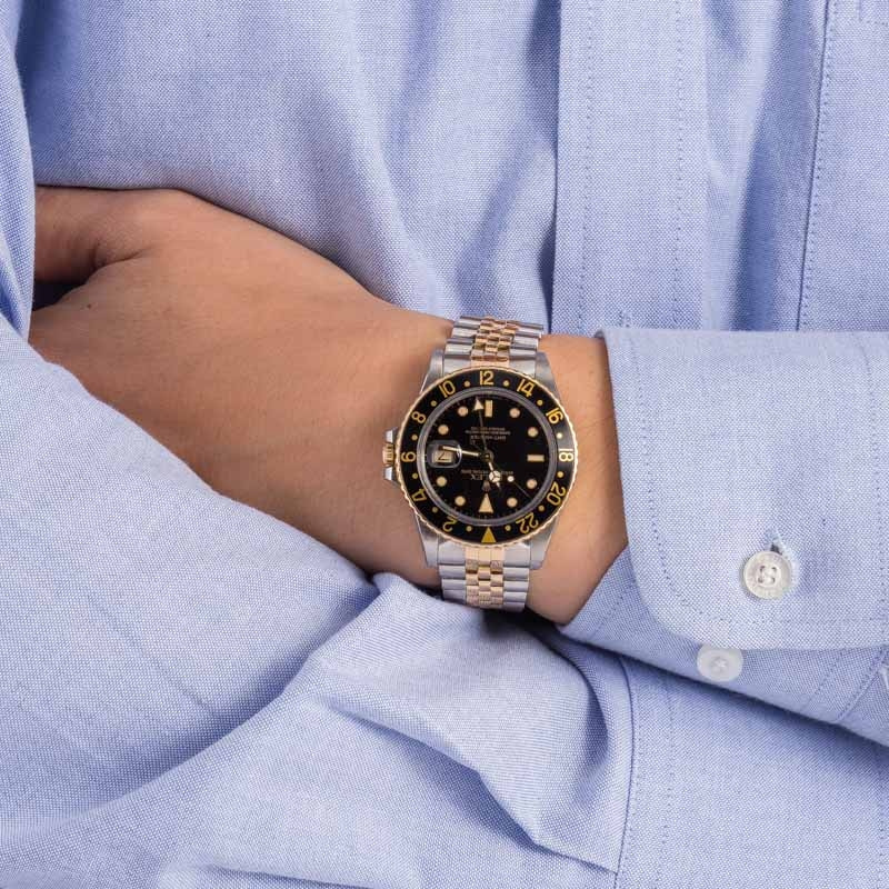 Pre-Owned Rolex GMT-Master 16753 Black Dial