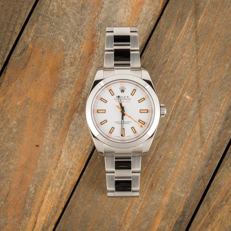 Rolex Milgauss 116400 White and Orange Dial