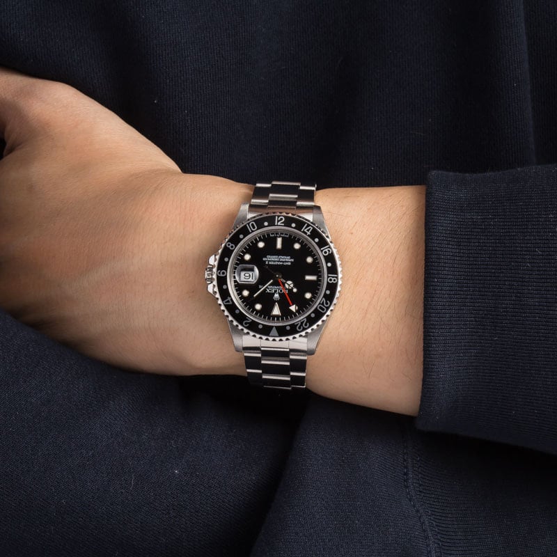Pre-owned Rolex GMT-Master II 16710 Black Dial