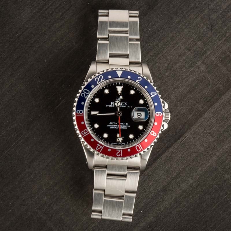 Pre-owned Rolex GMT-Master II ref 16710 Stainless Steel Pepsi