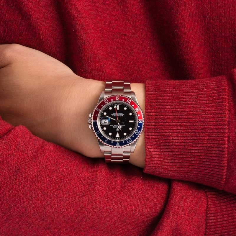 Pre-owned Rolex GMT-Master II ref 16710 Stainless Steel Pepsi