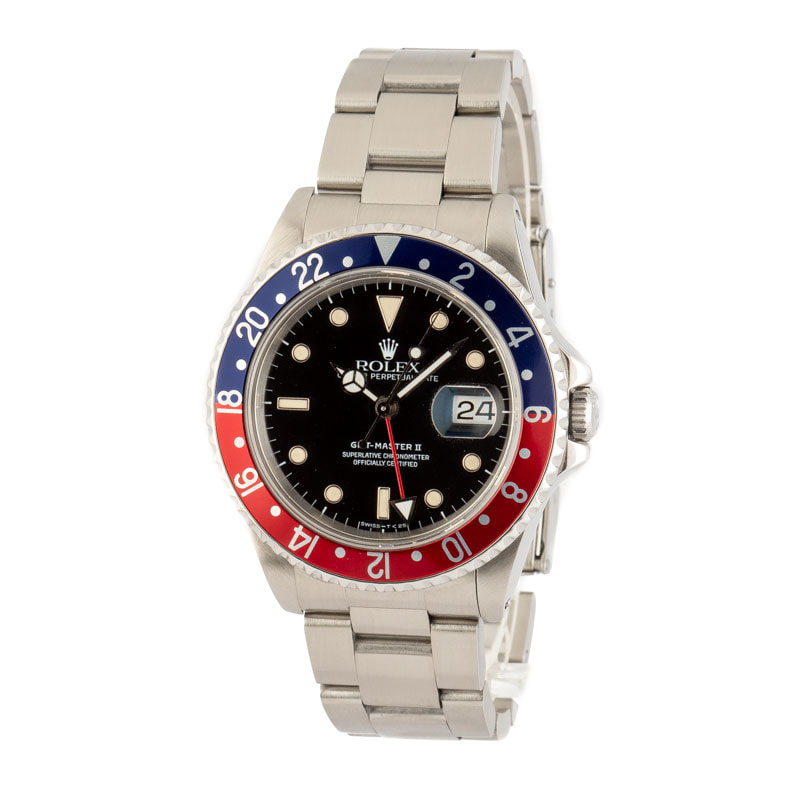 Mens Rolex GMT-Master II Ref 16710 Stainless Steel Pepsi