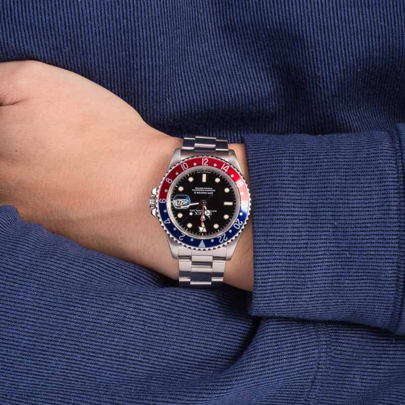 Mens Rolex GMT-Master II Ref 16710 Stainless Steel Pepsi