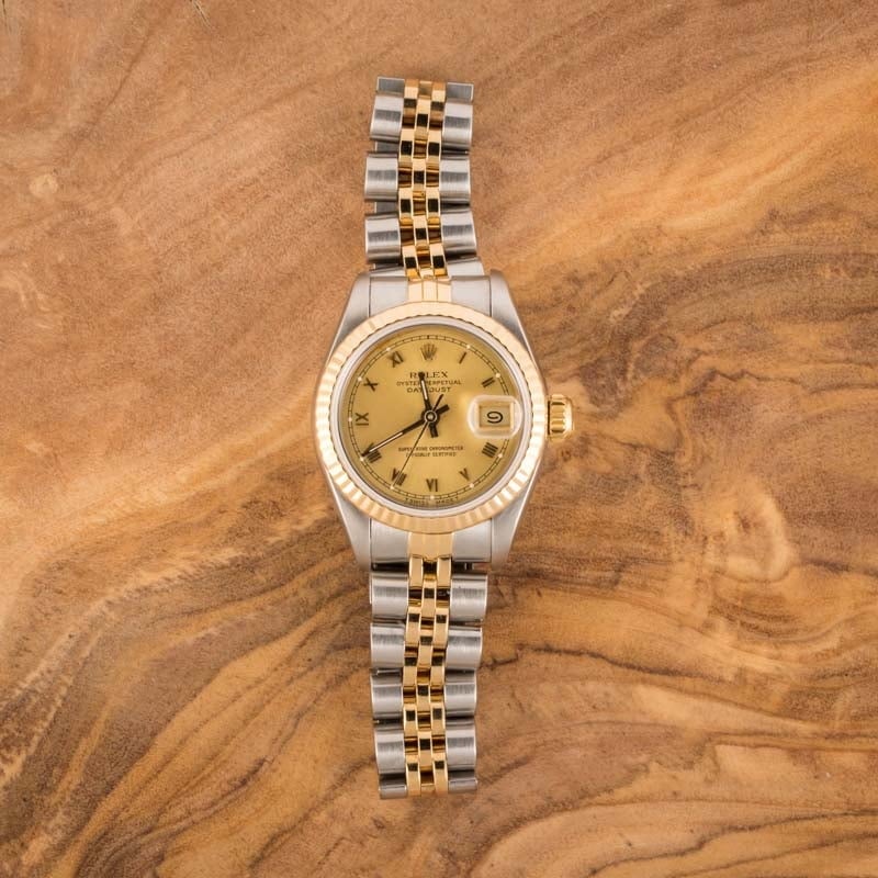 Ladies Rolex Datejust 69173 Champagne Roman Dial