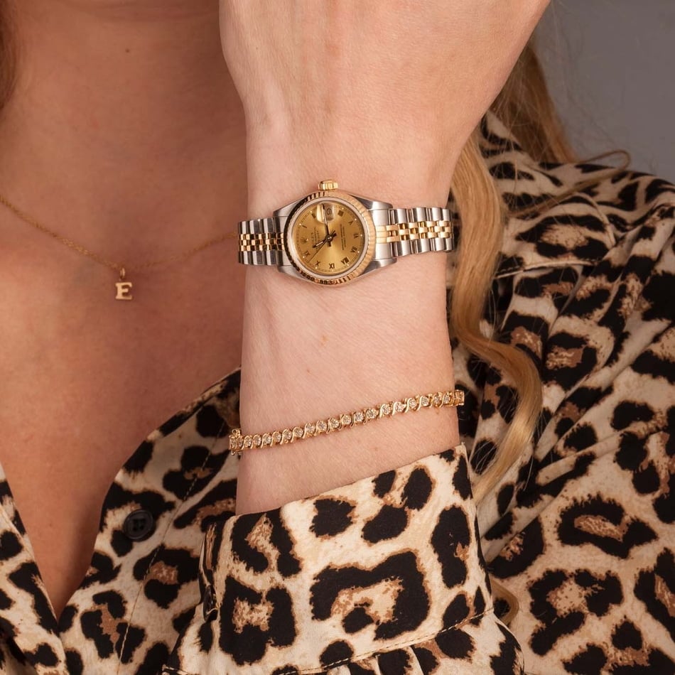 Ladies Rolex Datejust 69173 Champagne Roman Dial