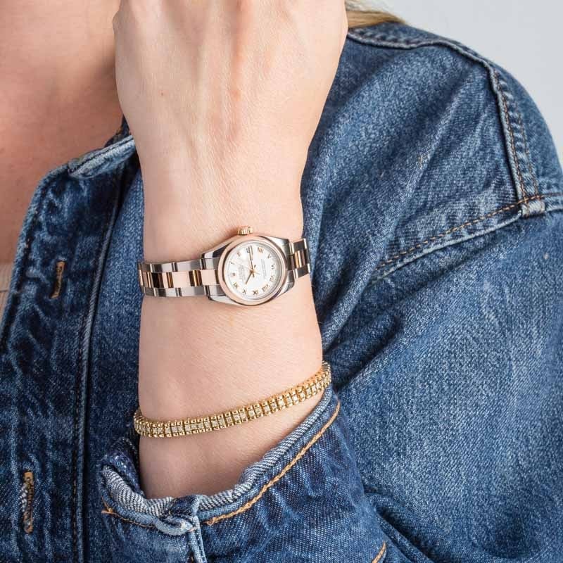Lady Rolex Datejust 179161 White Roman Dial