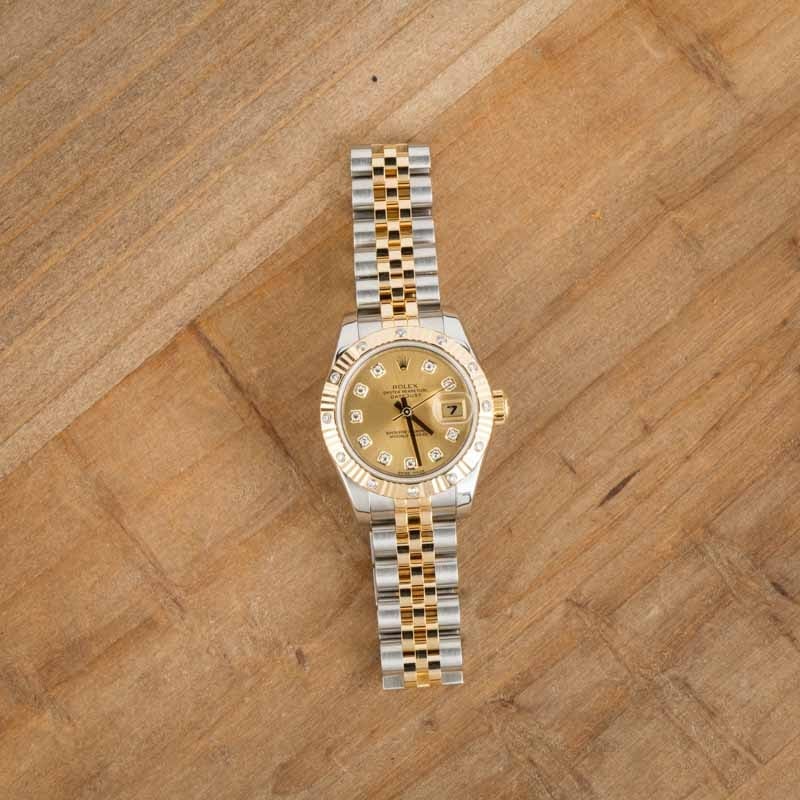 Ladies Rolex Datejust 179313 Champagne Diamond Dial