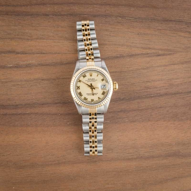 Ladies Rolex Datejust 69173 Ivory Roman Dial