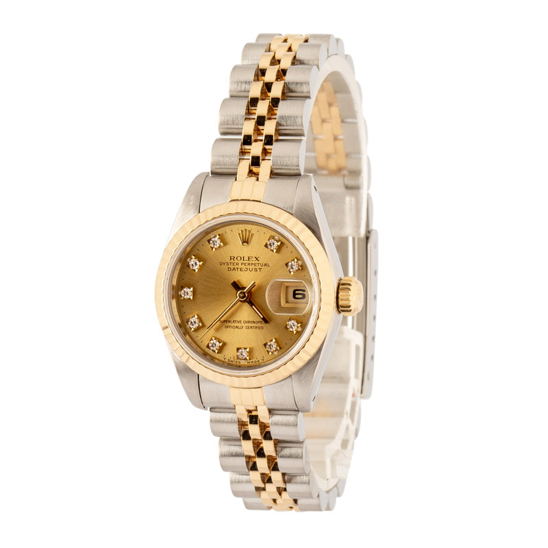 Pre-owned Rolex Datejust 69173 Champagne Diamond Dial