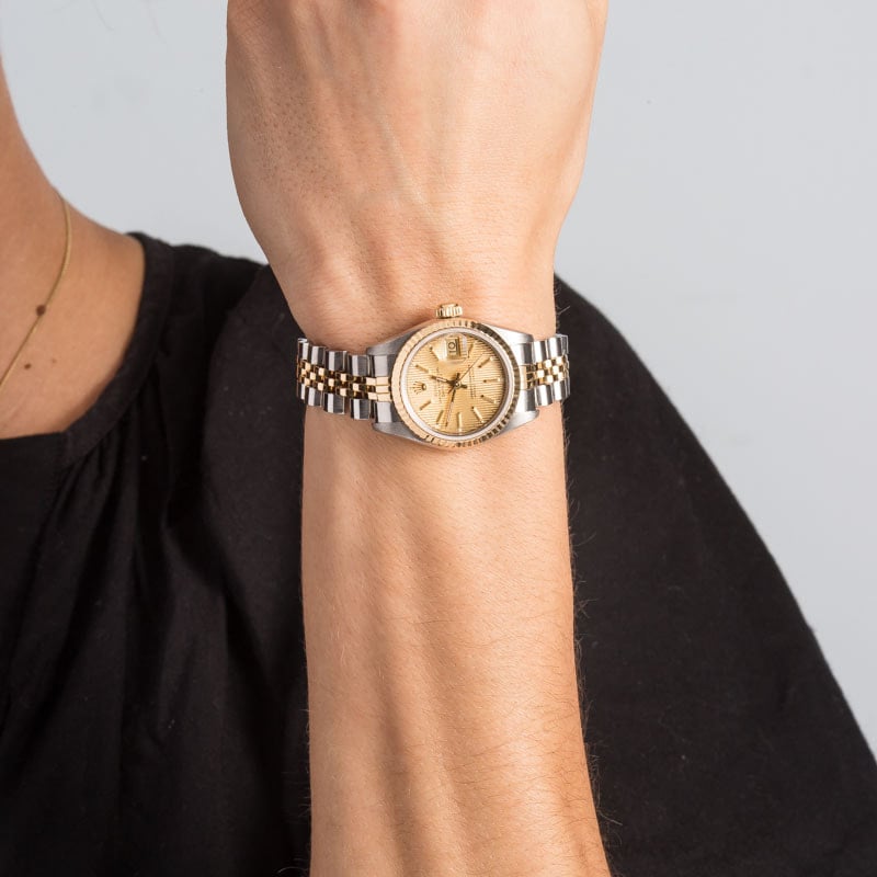 Rolex Lady Datejust ref 69173 Champagne Tapestry Dial